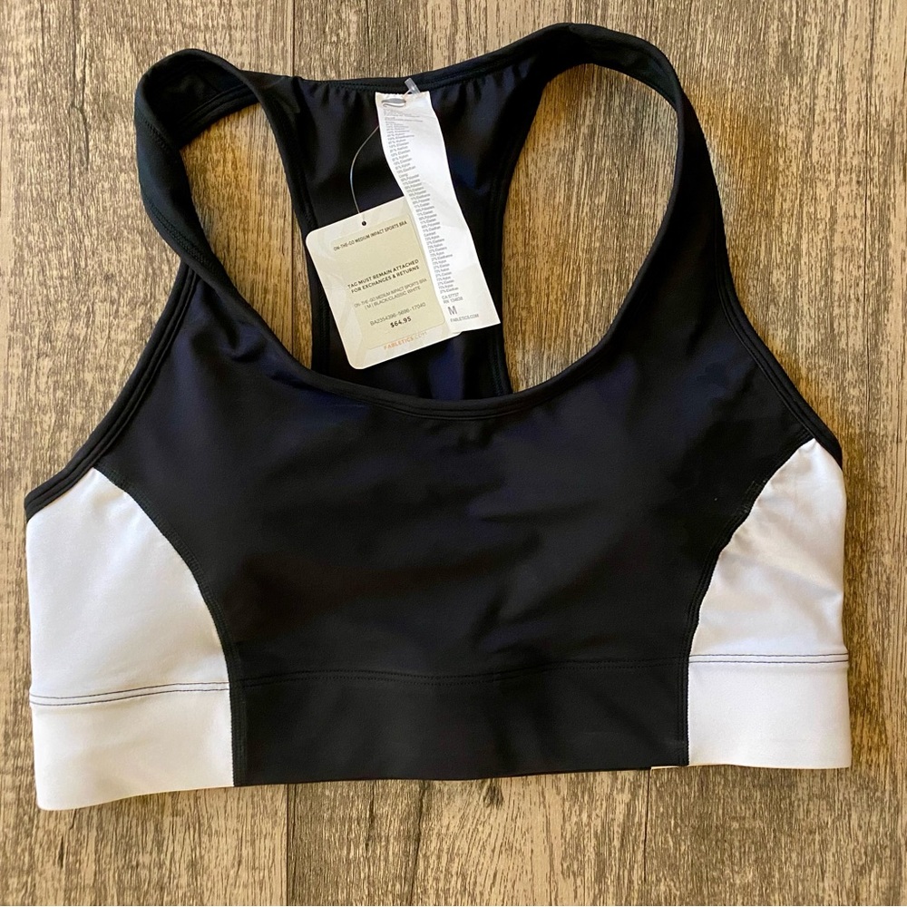 Fabletics Black and White Racerback Sports Bra